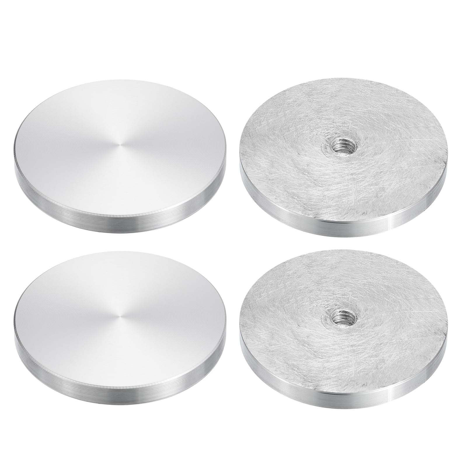 sourcing map Lot de 4 disques en aluminium de forme ronde M8 - Diamètre : 60 mm - Pour table en verre