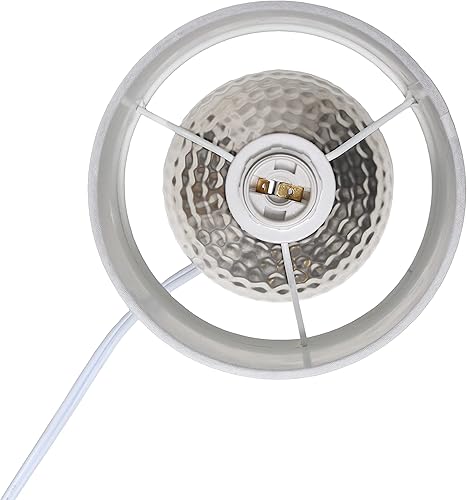 Miniatura 7 de Simple Designs LT2073-SVW - Mini lámpara de mesa de goteo de textura martillada plateada con pantalla blanca