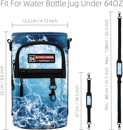 Miniatura 28 de NATURE PIONEOR Water Bottle Holder with Strap,Water Bottle Carrier Bag Sling Sleeve with Adjustable Shoulder Strap & Handle and Large Phone Pocket