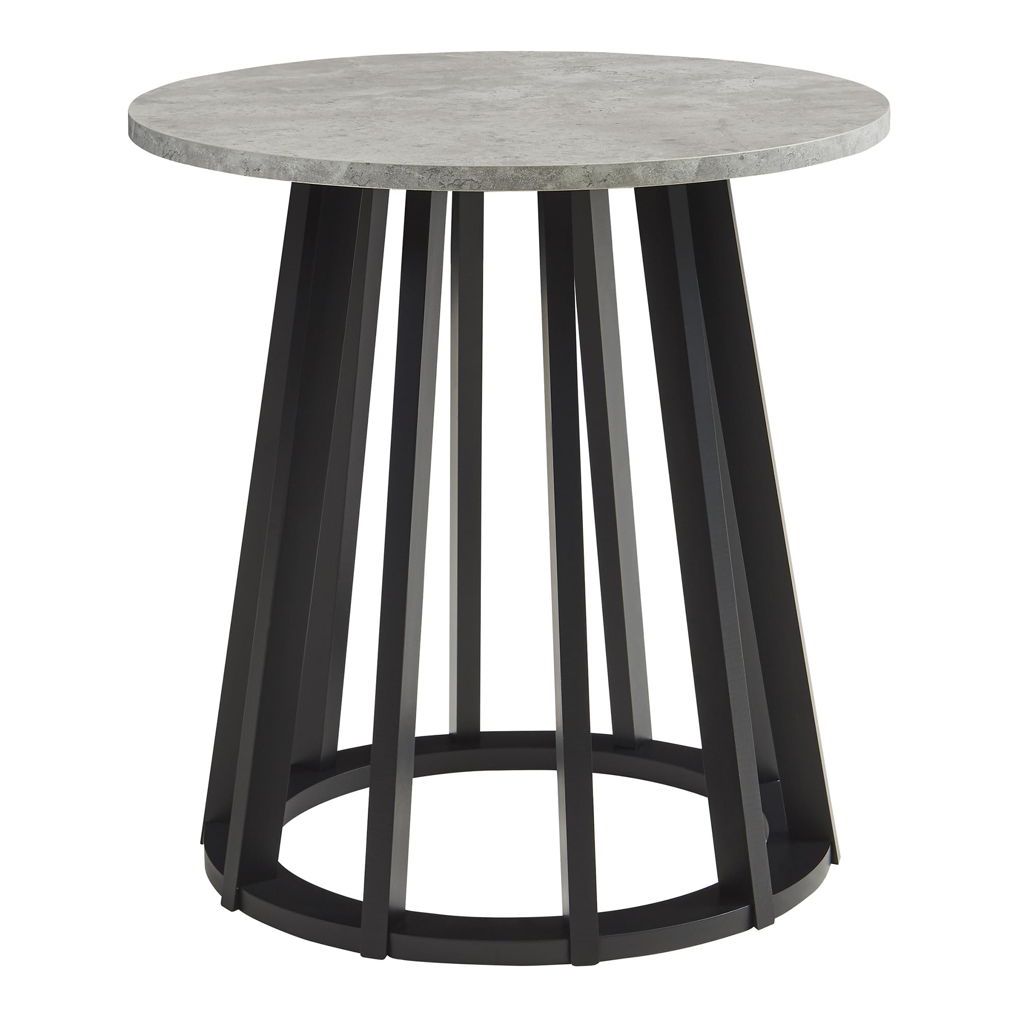 [en.casa] Table d'Appoint avec Plateau Rond Bout de Canapé Table Basse Guéridon Design Intemporel pour Salon Chambre Bureau MDF Bambou 48 x 48 cm Effet Béton Noir