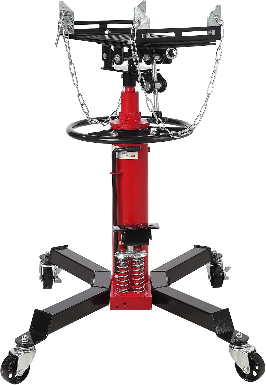 Transmission Jack,Heavy-Duty 1322 LB Capacity, Telescoping Lift 33.8" to 72.8", 360° Swivel Casters, Foot Pump, 2-Stage Adjustable,Red