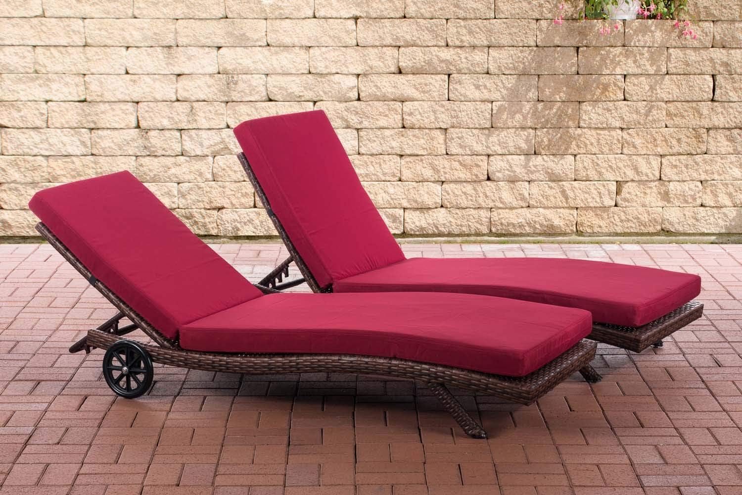 CLP 2erSet Polyrattan Sonnenliege Elba Mit Laufrollen I 2X Gartenliege