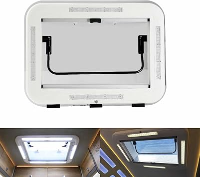 RV Roof Vent Skylight Window for Motorhome Caravan Camper - Durable Roof Hatch with LED Lighting for Ventilation and Natural Light