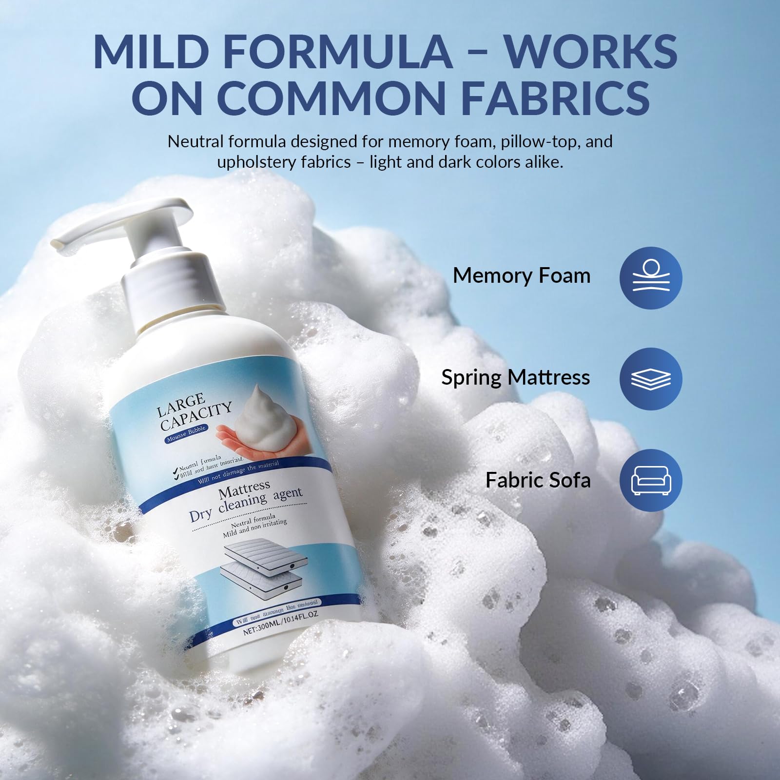 How Do You Clean a Memory Foam Mattress? 1 Kriath Mattress Cleaner No-Rinse Mousse Cleaner for Mattress & Fabric — product photo