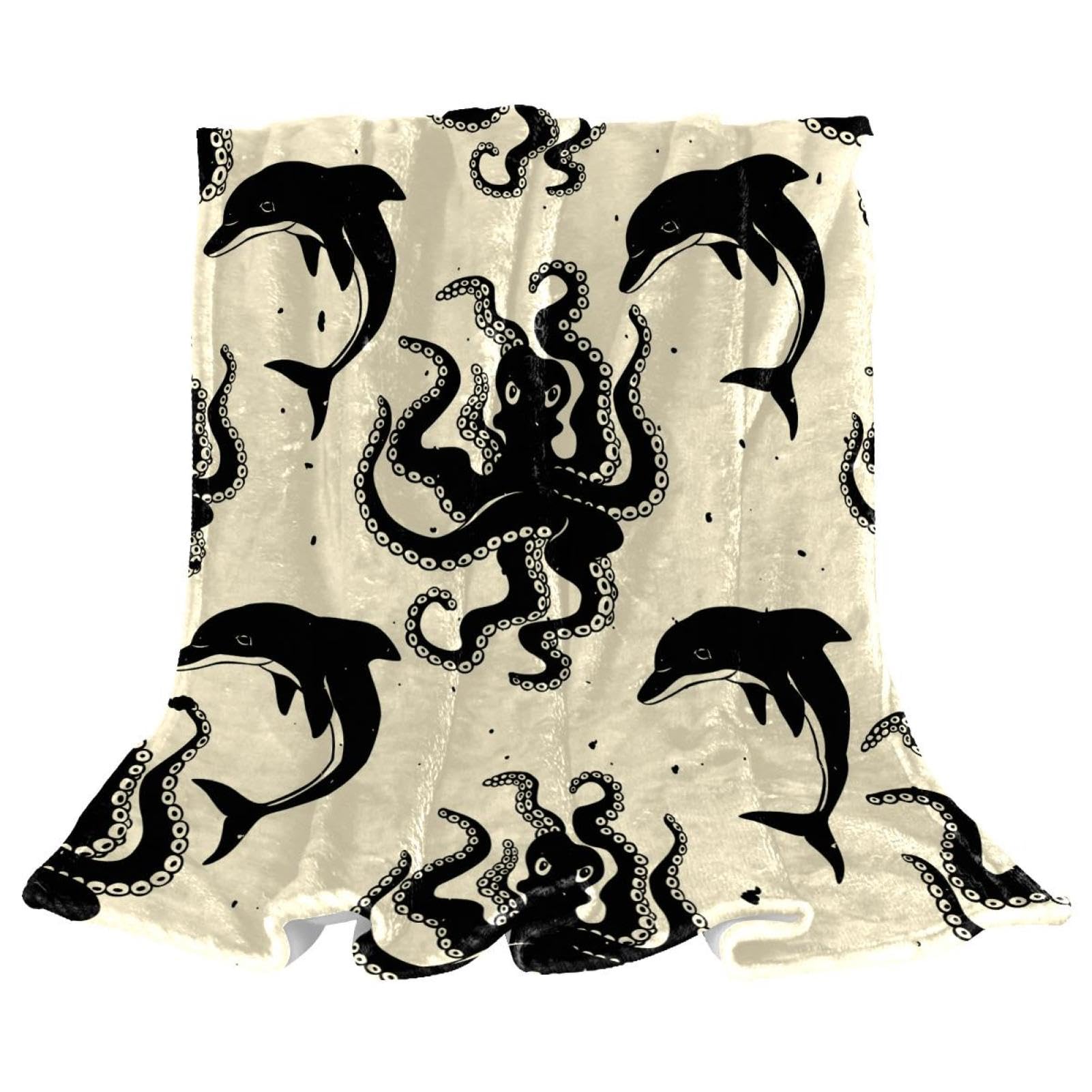 Couverture lit octopus et dauphins pour réchauffer vos nuits fraîches et protéger votre canapé