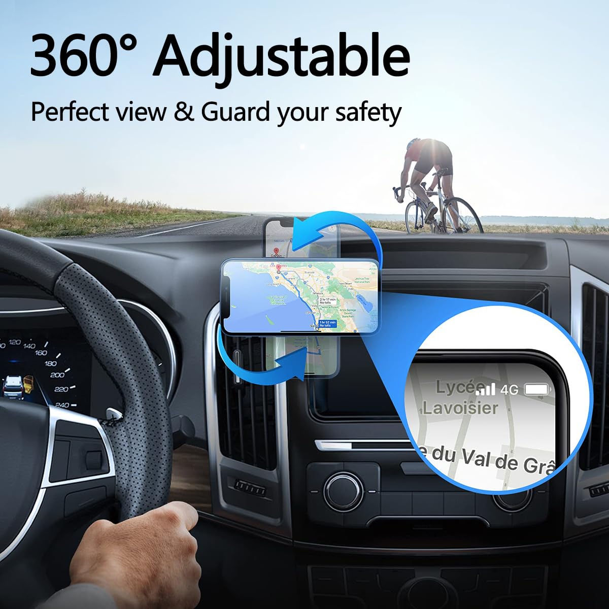 2 pezzi porta cellulare auto magnetico universale. Supporto per telefono regolabile e ruotabile a 360° Adatto per l'uso su cruscotti