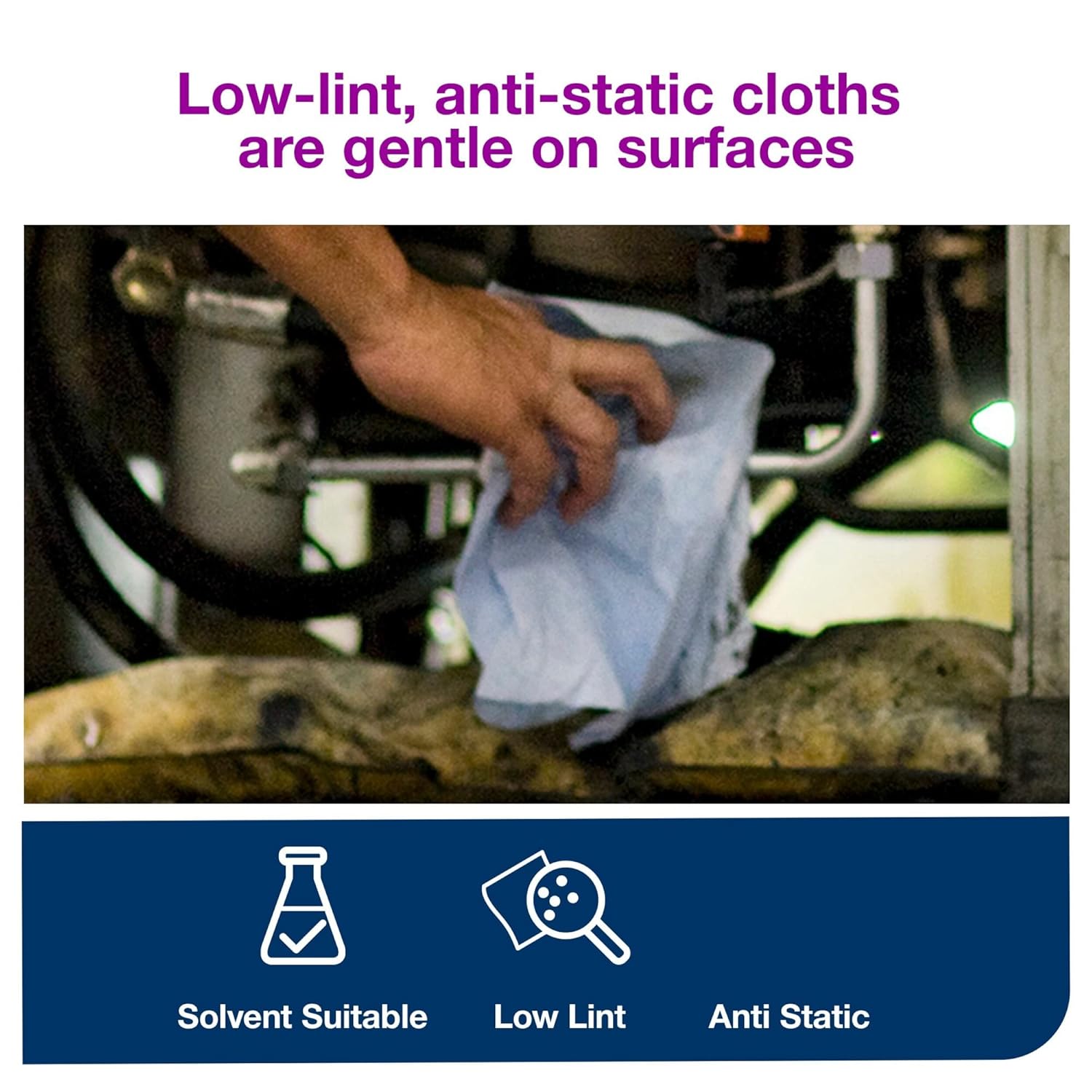 Tork Industrial Low-Lint Cleaning Cloth Blue W4, Antistatic, 5 x 80 Cloths, 192578