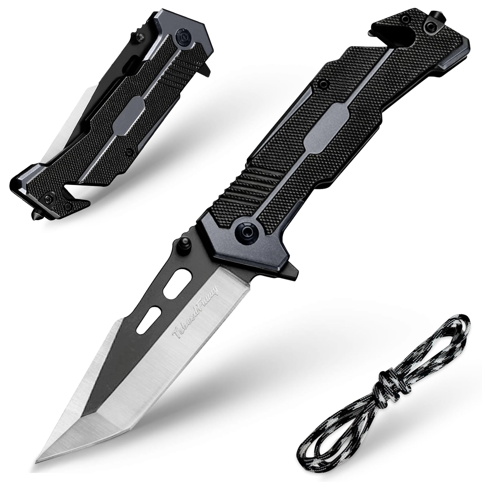 Coltello pieghevole da Esterno, 3-in-1 Multiuso Coltello da Caccia, 3Cr13 Sopravvivenza, Maniglia Antiscivolo Coltello da Campeggio, Regalo da Uomo (A)