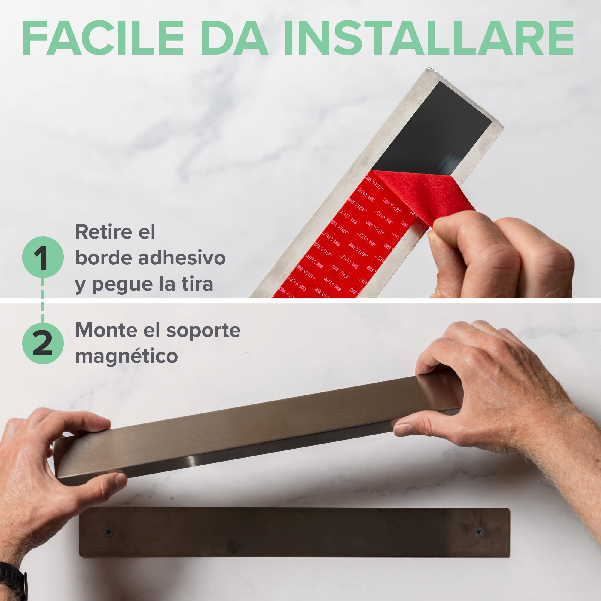 Coninx Barra Magnetica per Coltelli 40cm | Porta Coltelli Cucina in Acciaio Inox | Portacoltelli Magnetico Extra Forte | Viti e Adesiva 3M incluse | Ceppo Coltelli vuoto | Sopporto per Coltelli