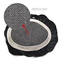 Vista 4 de Toupee para hombres, pieza de cabello humano real, sistema de cabello para hombre, encaje suizo suave, extensiones de cabello para hombre, gris