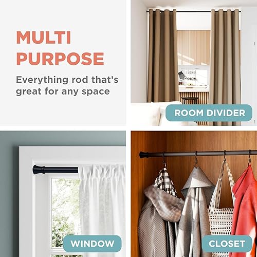 Miniatura 7 de Zenna Home Tension - Barra de cortina de ducha con tensión, sin taladro, barra de cortina ajustable para baño, resistente al óxido, fácil