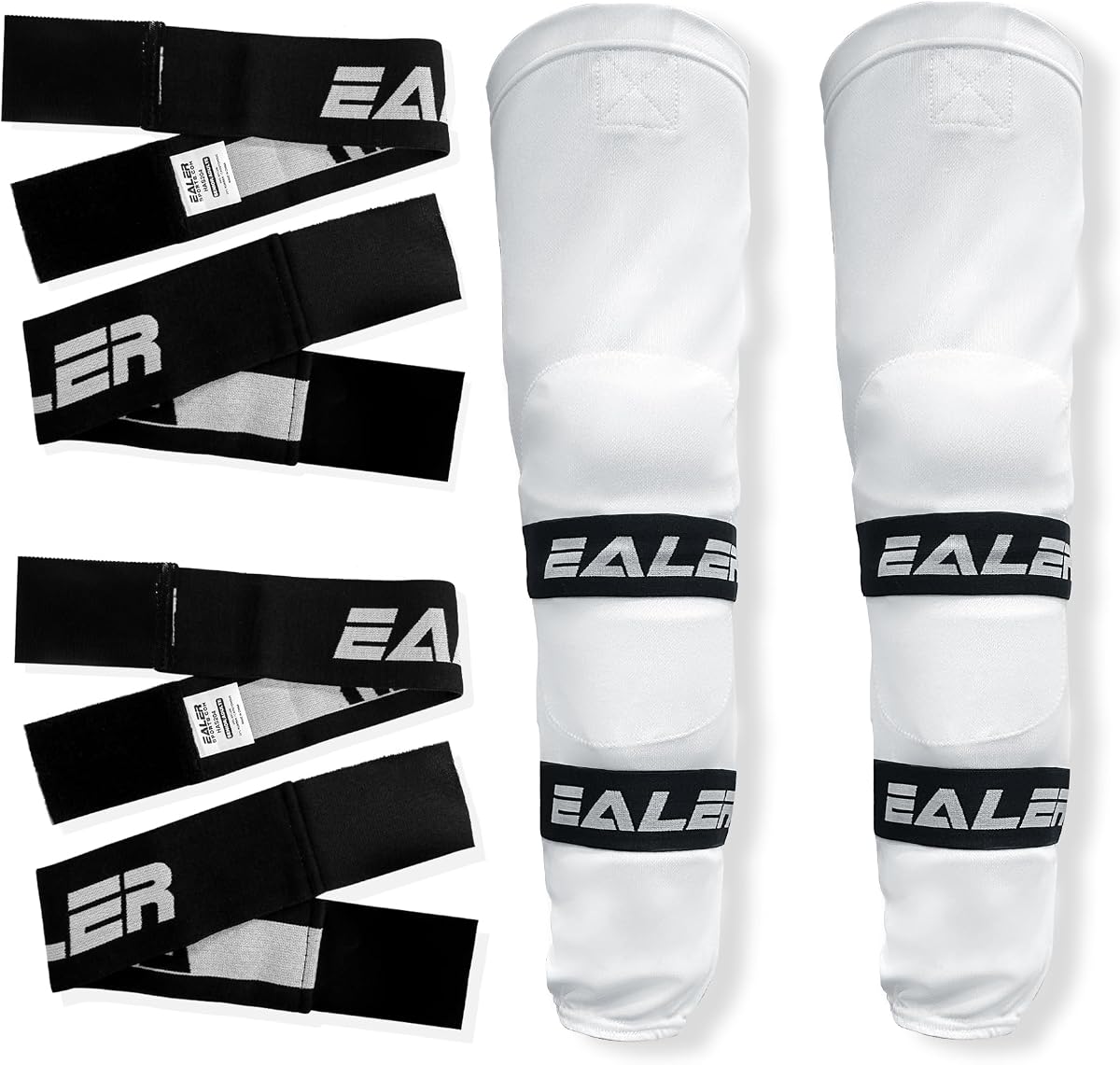 EALER Heavy Duty Hockey Shin Straps for Easy Use (Black)