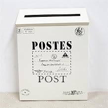 Buzón de jardín al Aire Libre Vintage Villa Town Poste de Hierro galvanizado Buzón de Correos Buzón de Correos Revistas de periódicos Caja de Soporte Protector de Receptor (Color: Blanco A)