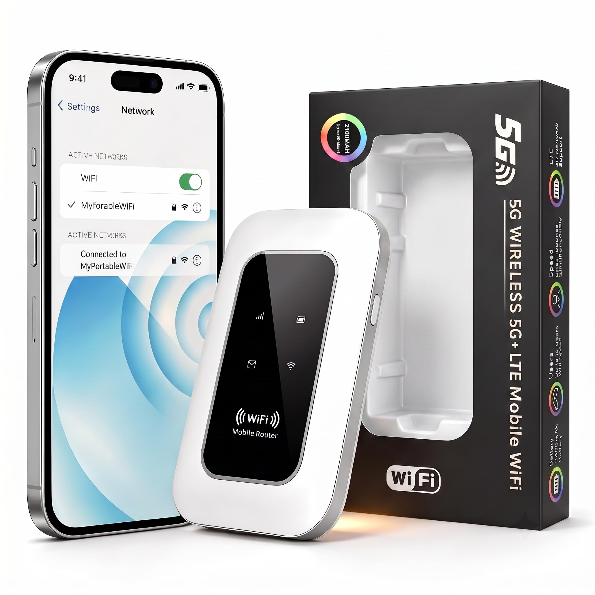 Routeur 5G Nomade WiFi 6 avec Slot SIM Déverrouillé – Modem 5G Portable Haut Débit, Connexion 5G/4G+ pour 28 Appareils, Box Internet Mobile Idéal Voyage, Télétravail, Camping-1