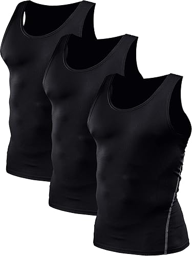 NELEUS Paquete de 3 camisetas de compresión Dry Fit para hombre