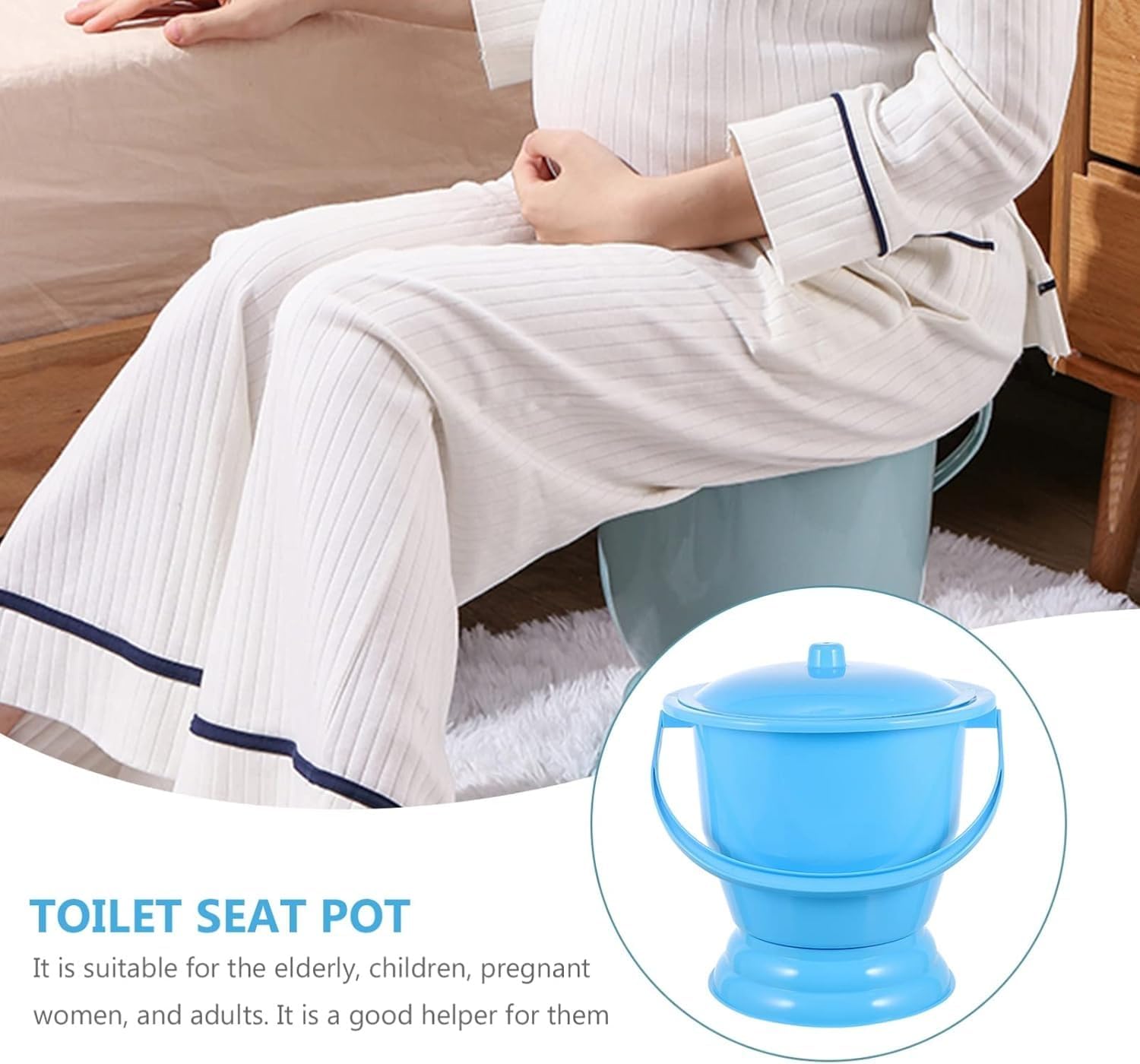 Chamber Pot,Urinal Bottle,Plastic Potty Urinal with Lid Handle Pee Pot Bucket,Bedside Potties for Home,Spittoon,Bedpan