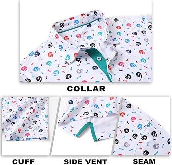 M MAELREG Mens Golf Shirt Short Sleeve Dry Fit Print Moisture Wicking Performance Patterns Collared Polo Shirt