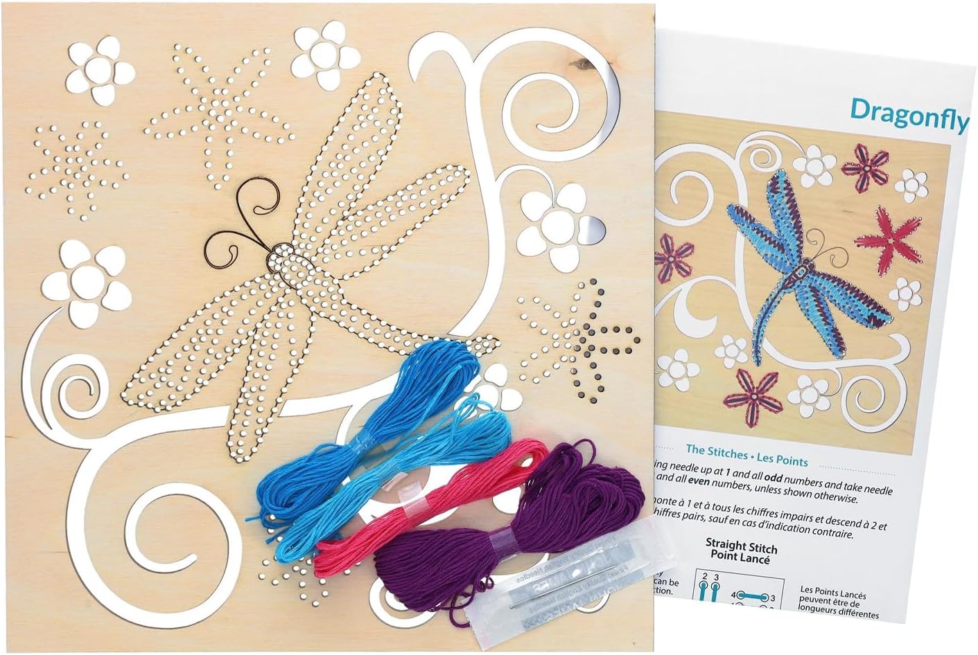 LEISURE ARTS Wood Stitched String Art Kit with Dragonfly Panel - Adult Or Kids Craft - Craft Kits for Teens String Art Kit for Adults 3D 3D Kids 9.75"
