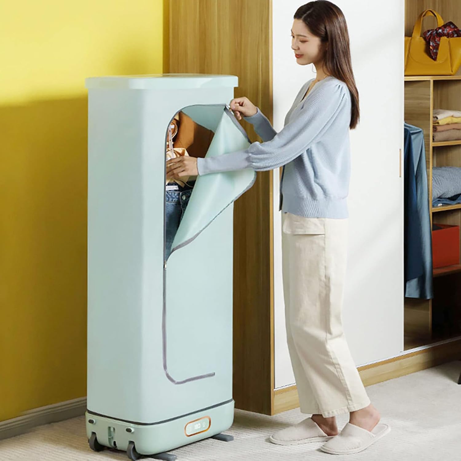 Household Quick-Drying Clothes Dryer, Foldable Clothes Dryer, Household 360° Hot Air Three-Dimensional Circulation Dryer, 180-Minute Intelligent Timer