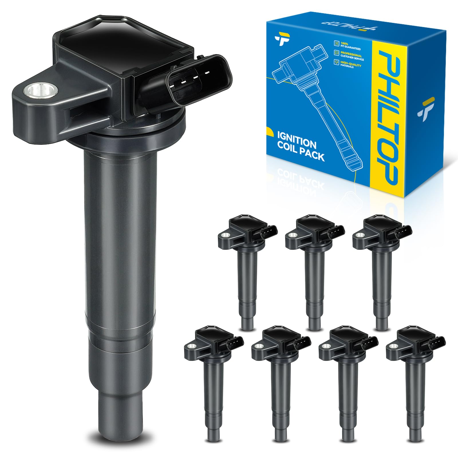 PHILTOP 8 Pack Ignition Coil UF230 Fit for Tundra Sequoia 4Runner GX470