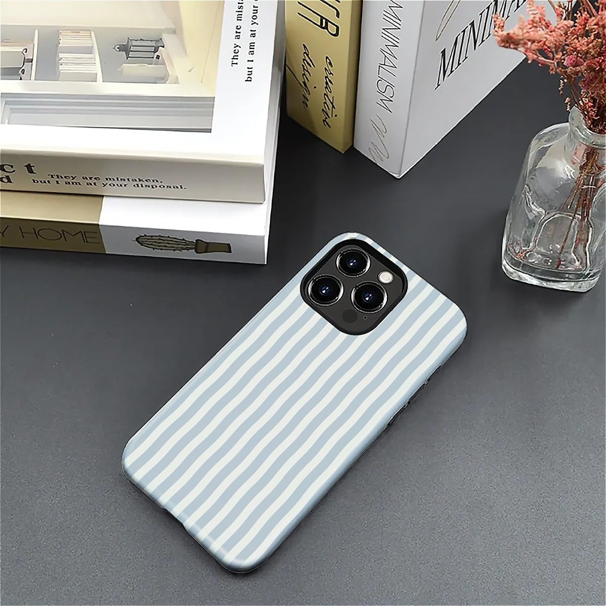 for iPhone 16 Pro Max Case,HL2 Blue Stripes Hybrid 2 Layer Hard Shell Silicone Protective Pattern Design Case - Image 5