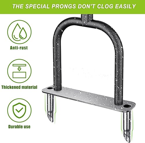 Miniatura 2 de Dolibest Aireador de extracción de césped, herramienta aireadora de acero inoxidable con 2 núcleos con agarre de goma suave, herramienta manual de