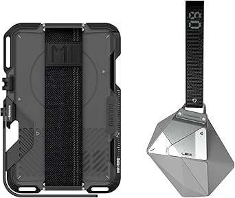 Aulumu A09 Geometric AirPods Pro Case [Gray] + G03 Transparently Magnetic Wallet Card Holder [Translucent Grey] All-in-One Secure Case Set