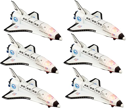 Miniatura 9 de Transbordador espacial fundido a troquel (6 pulgadas) con luces, sonido y movimiento de retroceso (paquete de 1) funciona con pilas, nave espacial