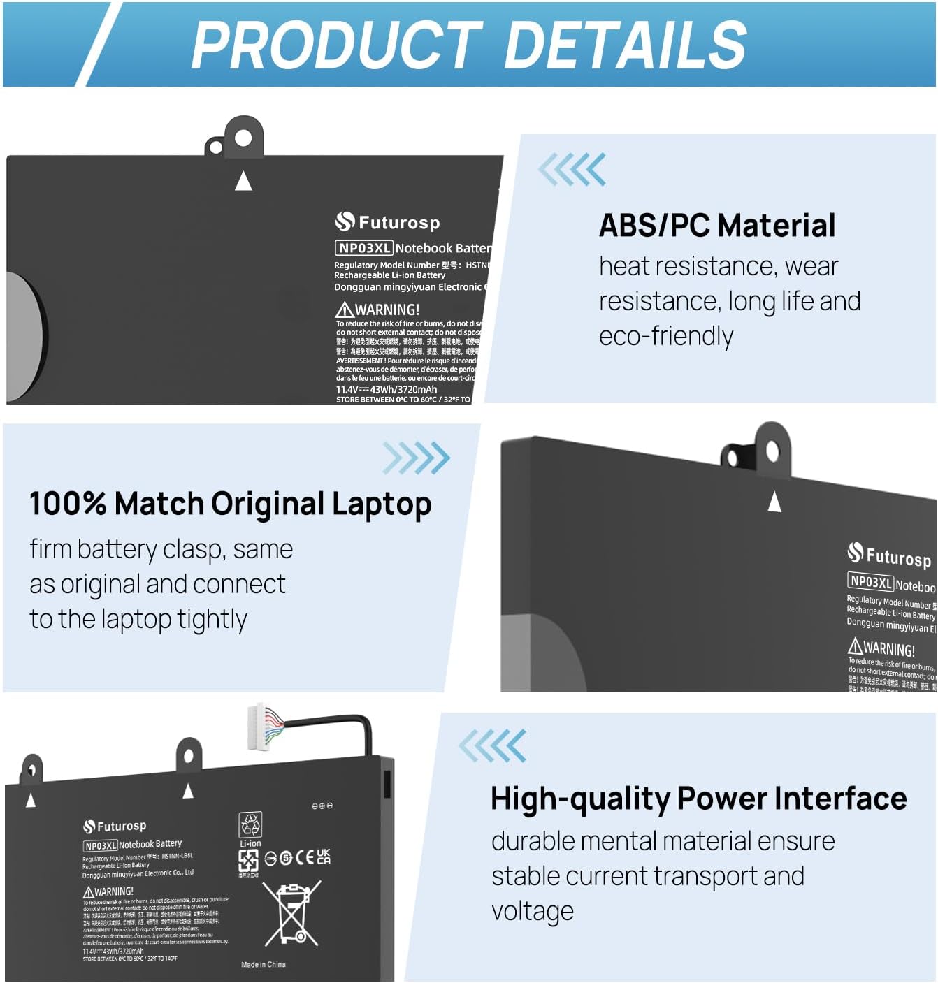 NP03XL 761230-005 Laptop Battery Replacement for HP Envy