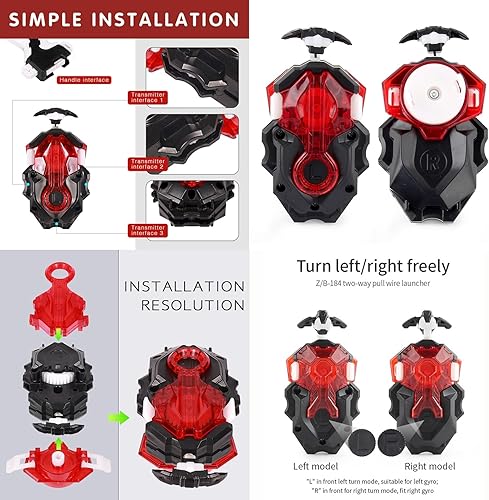 Miniatura 4 de Battling Tops Burst B-184 - Lanzador LR izquierdo y derecho Bey Sparking Spin DB Layer System Starter Spinning Top Accesorios compatibles con todas