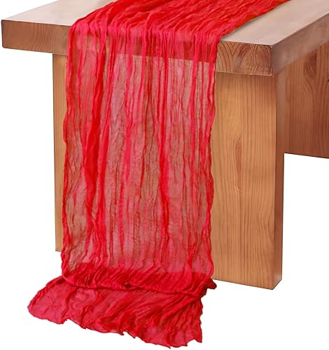 Miniatura 8 de MODFUNS Camino de mesa de gasa de tela de estopilla, 5 paquetes de 10 pies, color rosa intenso, camino de tela de queso de boda para mesa, cubierta