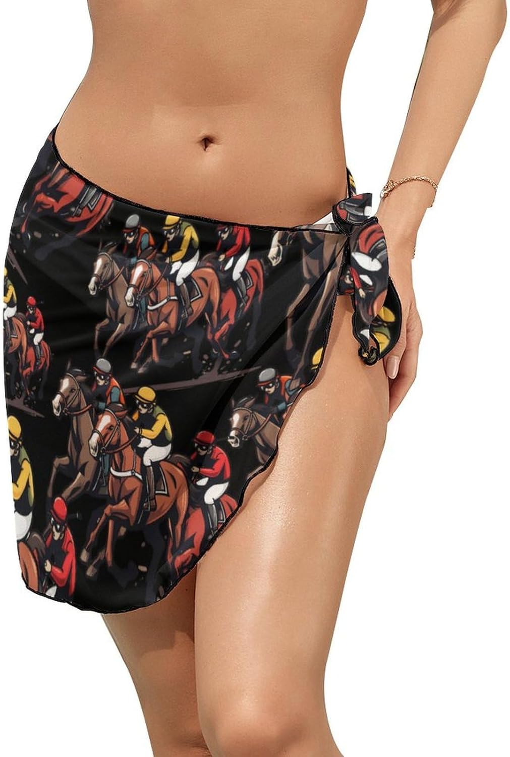 Horse Racing Sarong Wraps for Women Swimwear Cover Ups Short Skirt Bathing Suit Wrap
