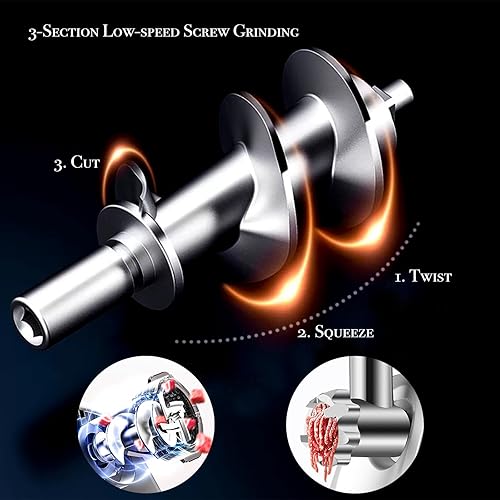 Miniatura 4 de Sunmile SM-G33 ETL picadora de carne eléctrica de acero inoxidable de 1HP 800W Max - Hoja de acero inoxidable y 3 placas de molienda, 3 tipos de