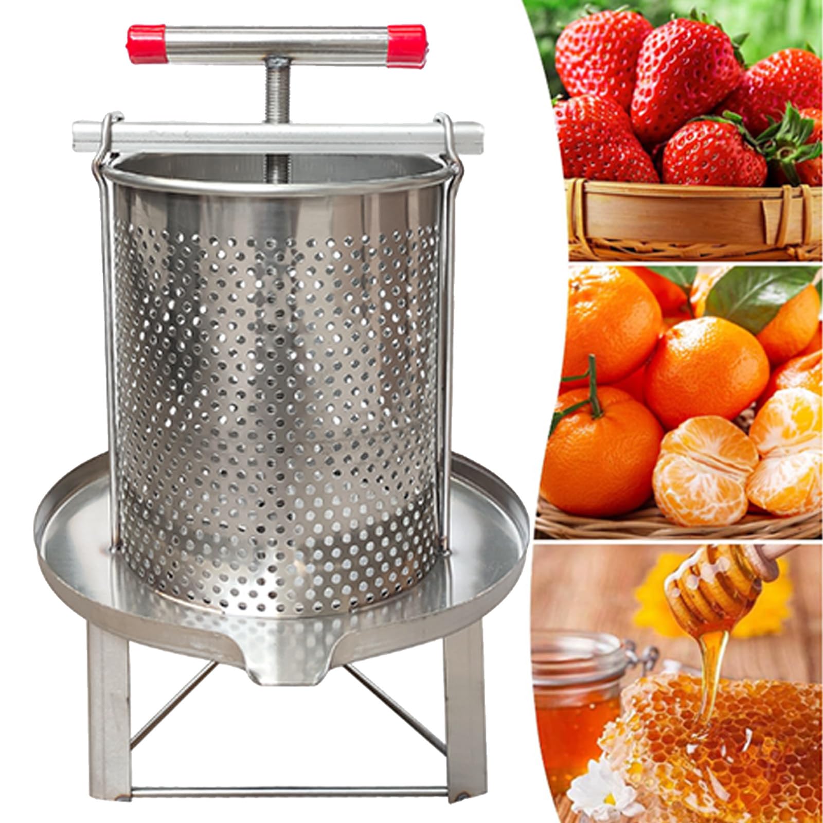XCSCUK Stainless Steel Honey Extractor,Professional Honey Press Manual Honey Extractor,Honey Extractor Separator Beekeeping Tools,For Farm