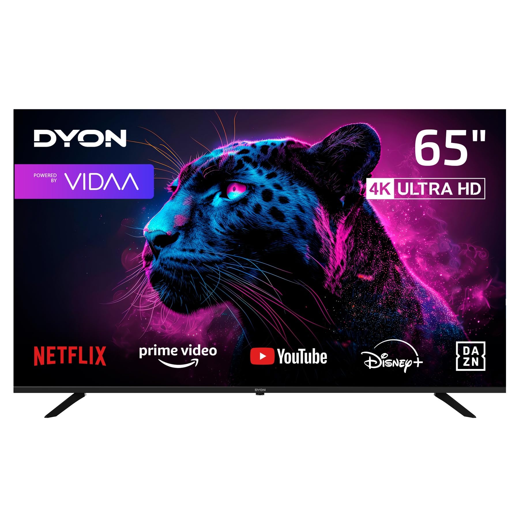 DYON Movie Smart 65 VX - 65 Zoll (164 cm) 4K UHD Smart TV mit Triple Tuner (DVB-C/-S2/-T2), App Store, Prime Video, Netflix, YouTube, DAZN, Disney+, waipu.tv, Hotelmodus