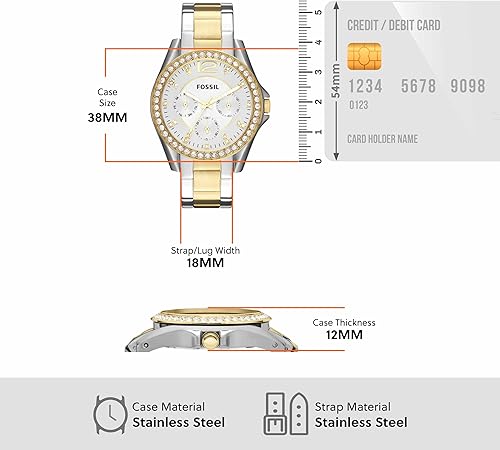 Miniatura 5 de Fossil Riley Women's Watch with Crystal Accents and Stainless Steel Bracelet Band