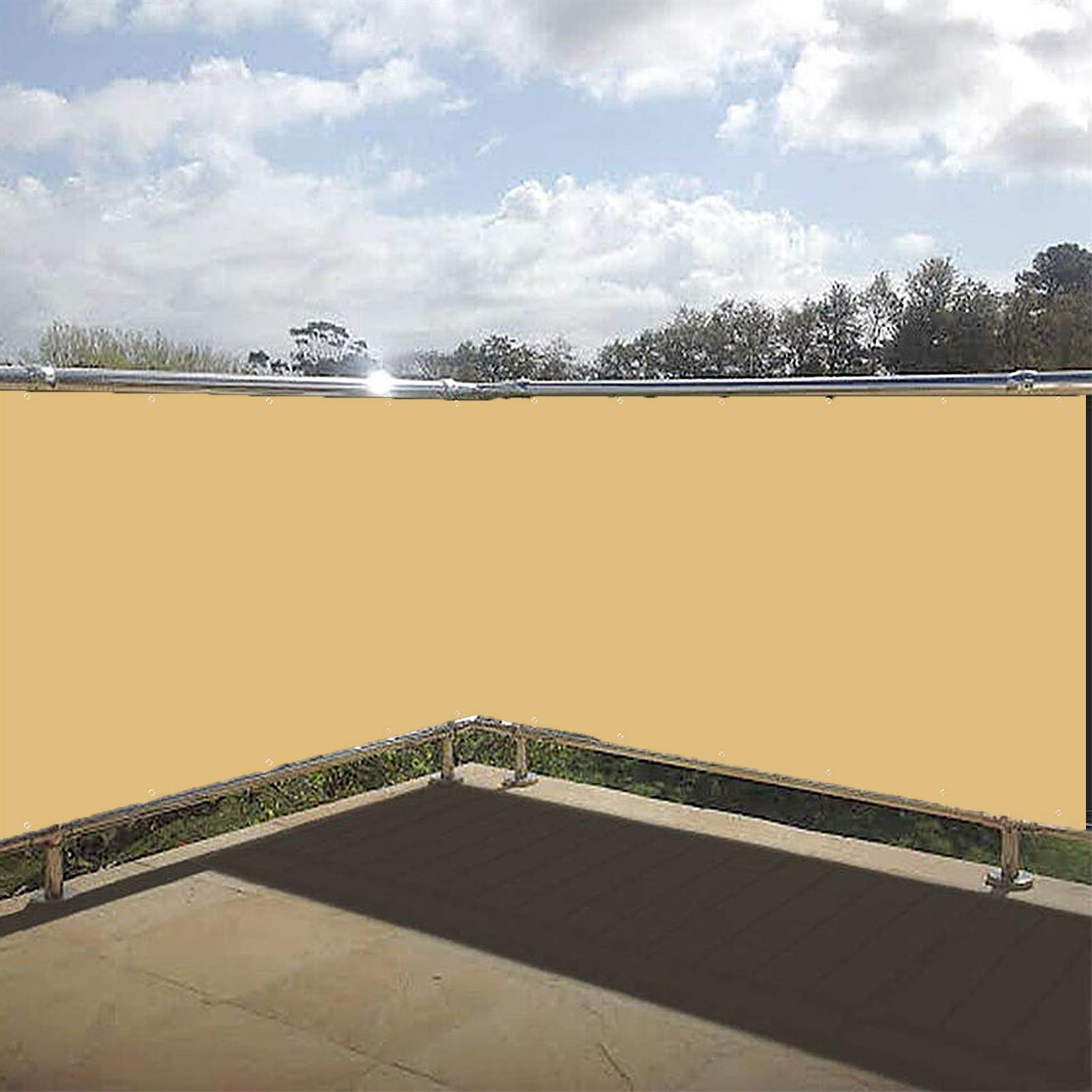 Balkon 10 m UV osłona przeciwwiatrowa w kolorze kremowym na werandę na zewnątrz podwórko patio ochrona prywatności z plecionym paskiem i oczkami