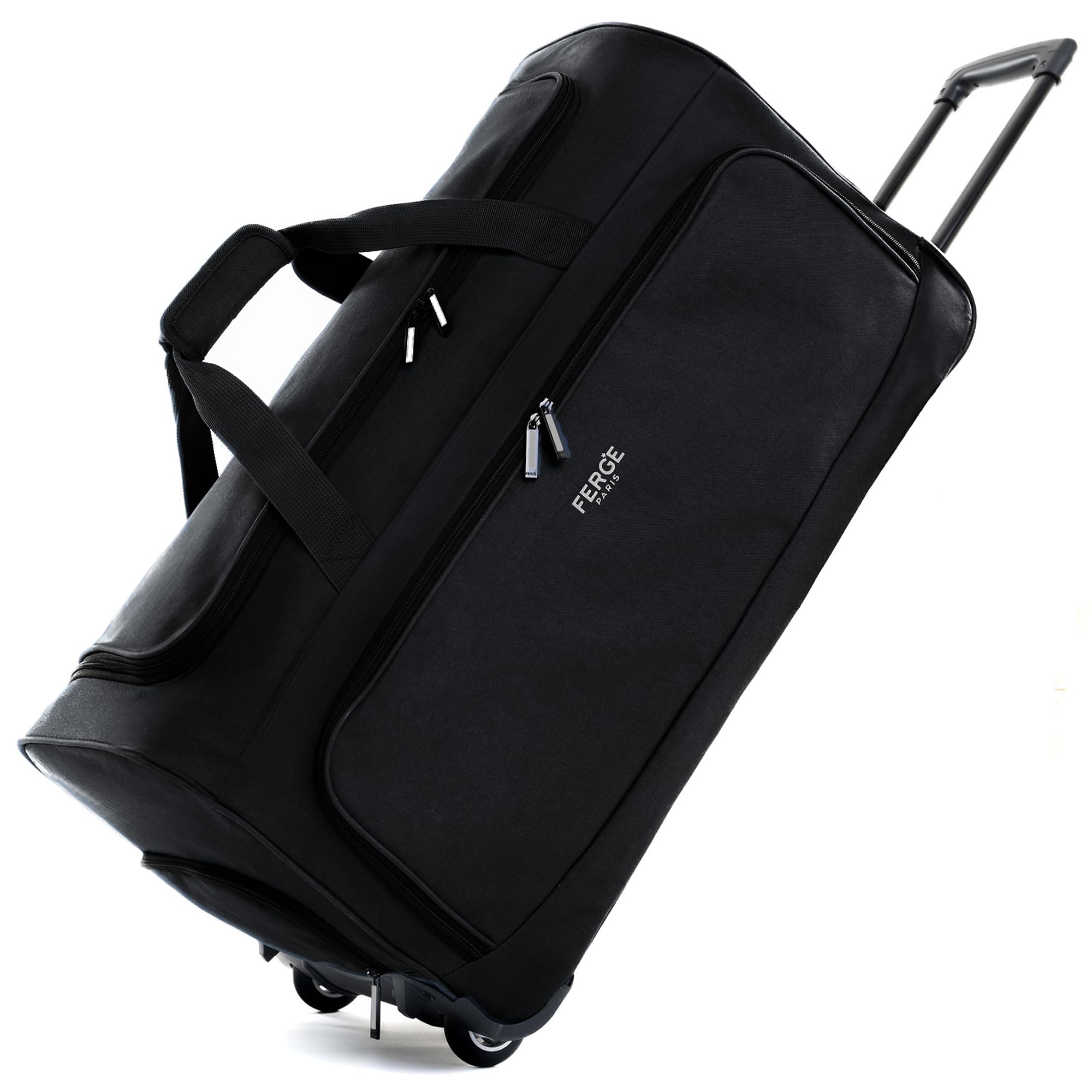 FERGÉ Reisetasche mit Rollen Paris | Separates Schuhfach Weichgepäck Trolley Reisetasche Weekender Paris 90 Liter, schwarz