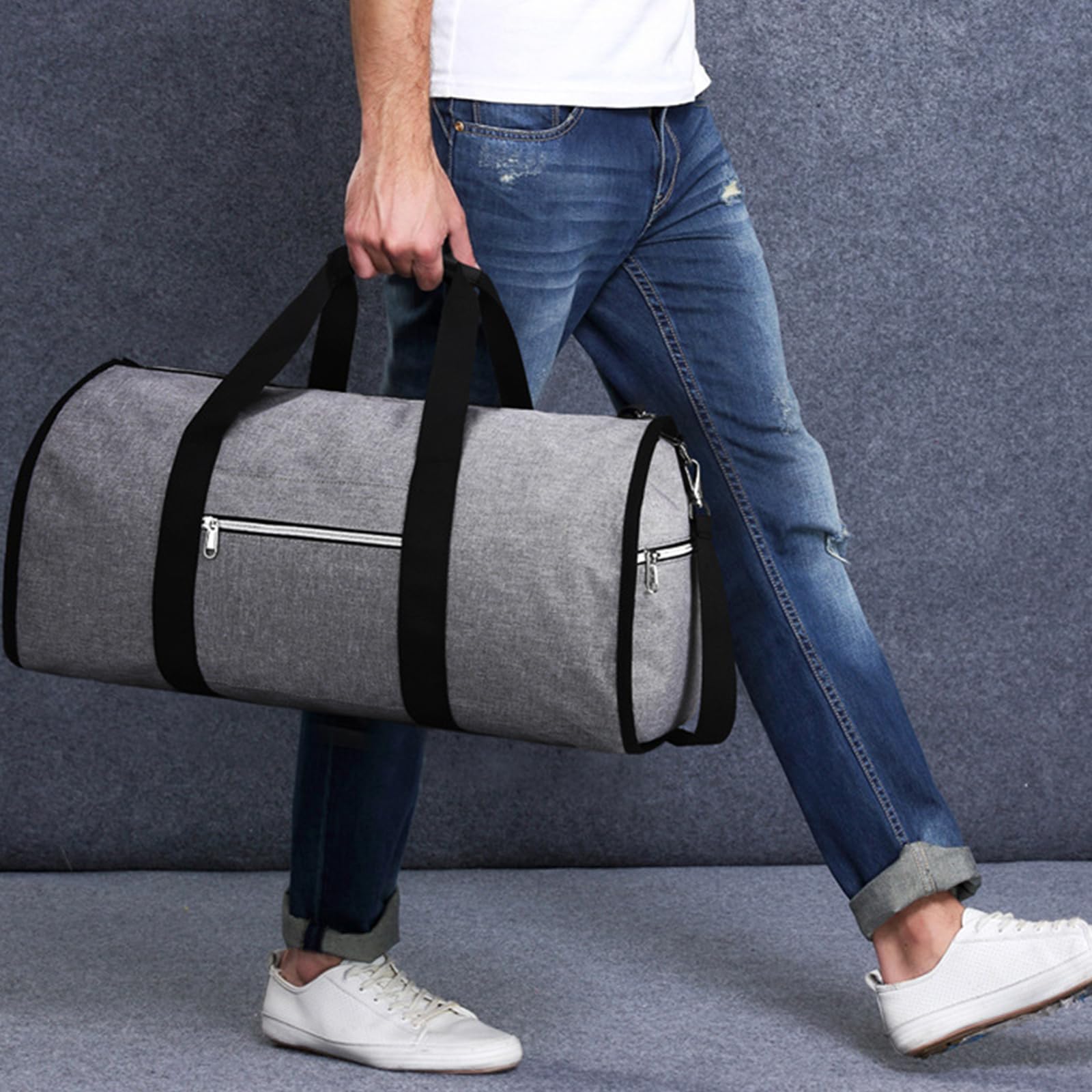 Reisetasche, Faltbare Kleidertasche mit Schuhbeutel, wasserdichte Kleidertasche mit großem Fassungsvermögen zum Mitnehmen für Wochenendreisen (Dunkelgrau)