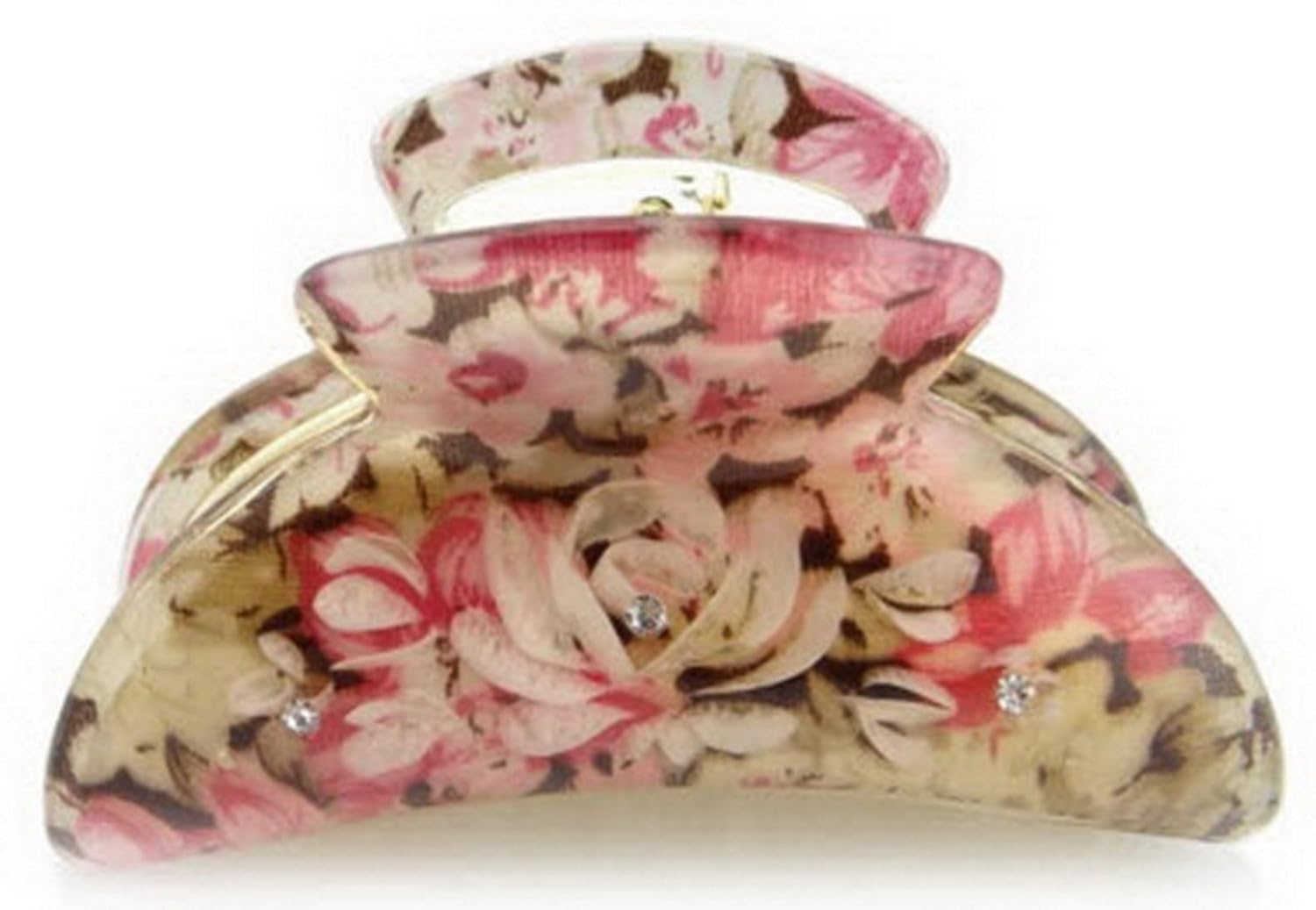 Smile Florals Pattern Spring Loaded Hair Claw ClipLadies 9