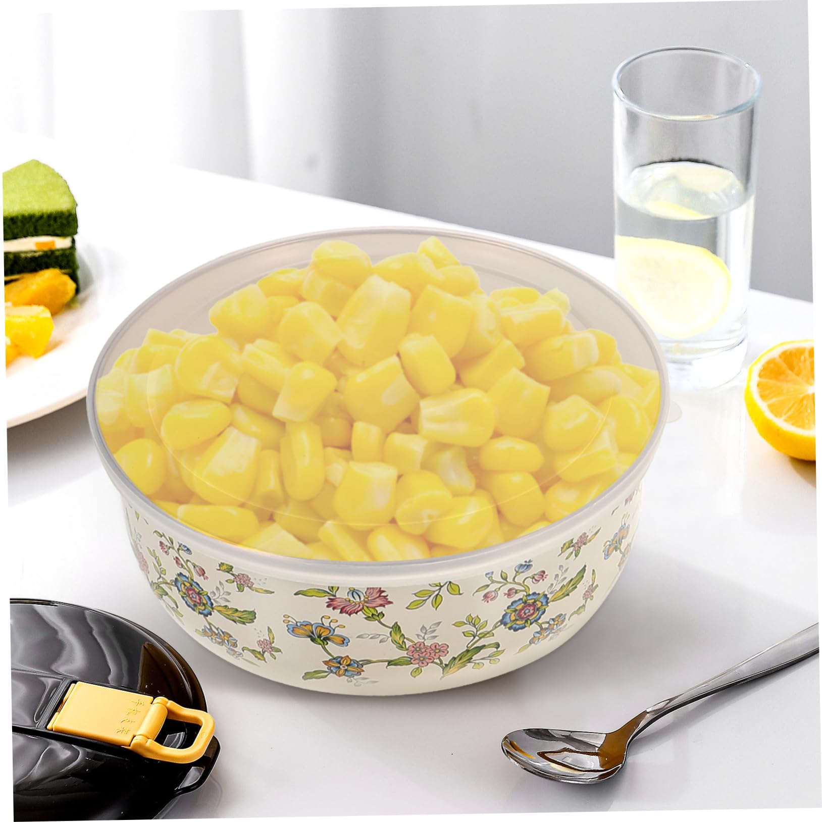 Emaille Schüssel Set 5Er Mit Deckel – Stapelbare Rührschüsseln Für Küche Und Kühlschrank Frischhaltende Aufbewahrungsschalen Für Salat Obst Und Lebensmittel 3.94X3.94X1.97In
