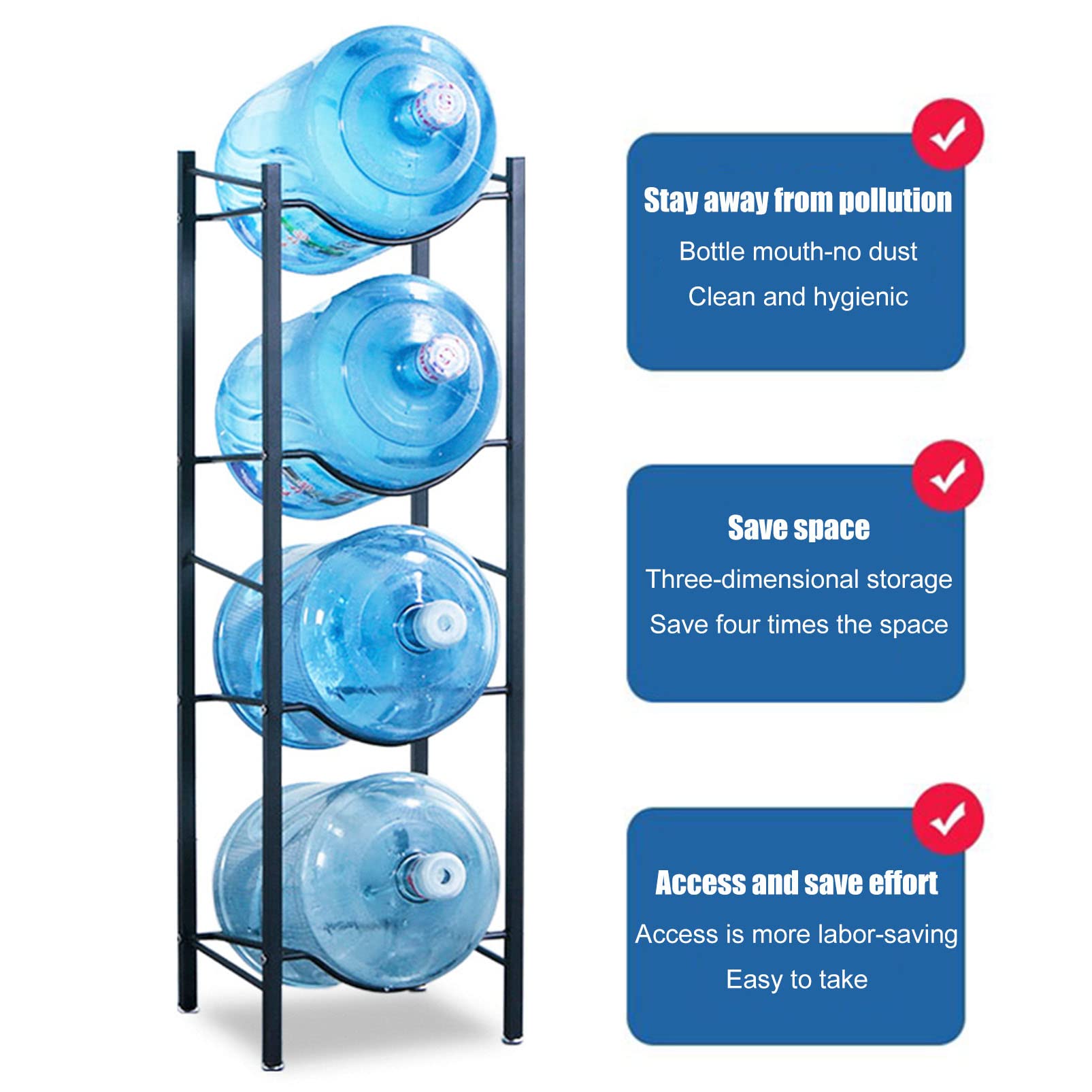 Scaffale portaoggetti per bottiglie d'acqua da 5 galloni, resistente, per risparmiare spazio per casa, ufficio, cucina, scaffale organizer per brocche d'acqua