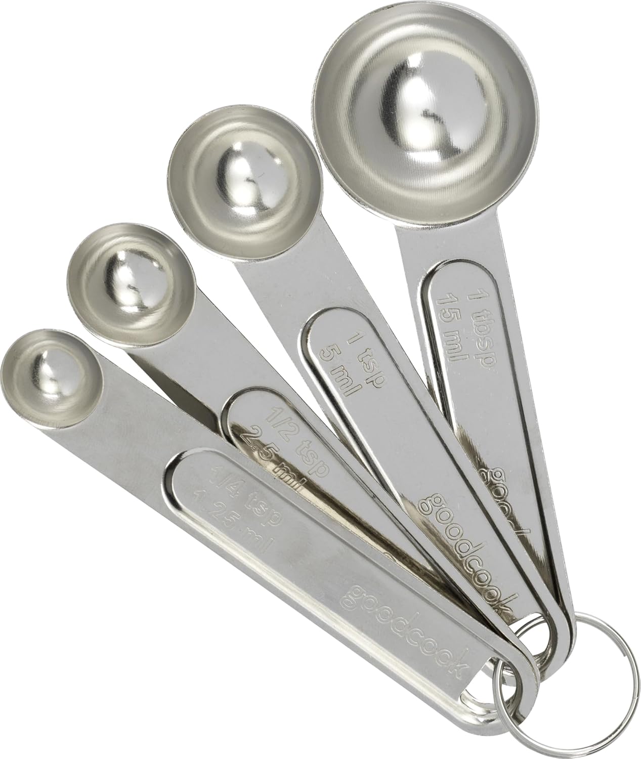 Good Cook Classic Set of 4 Stainless Steel Measuring Spoons