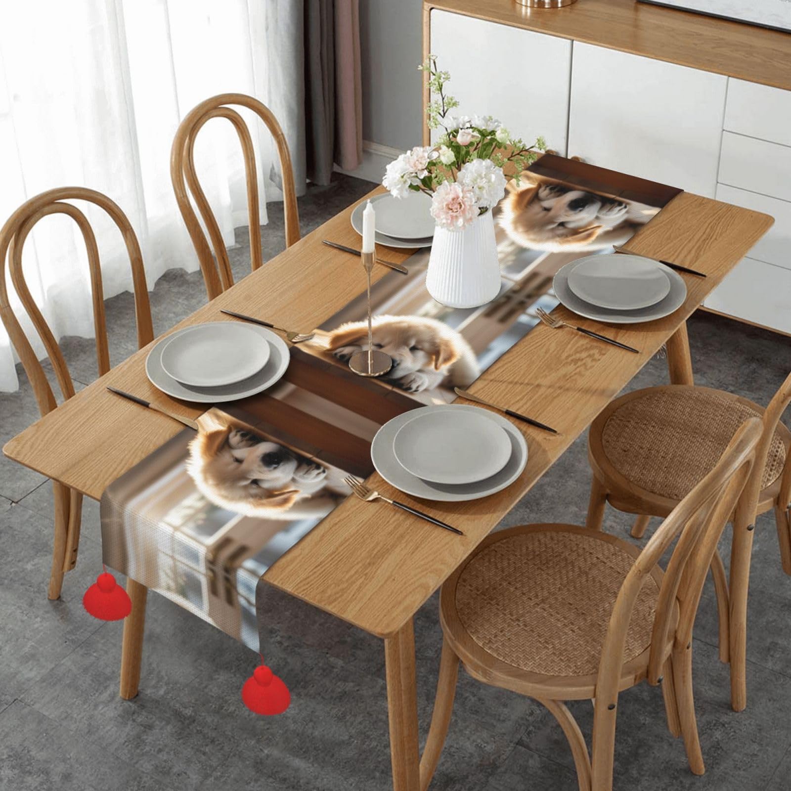 Chemin de table chien paresseux pour protéger et sublimer votre table basse