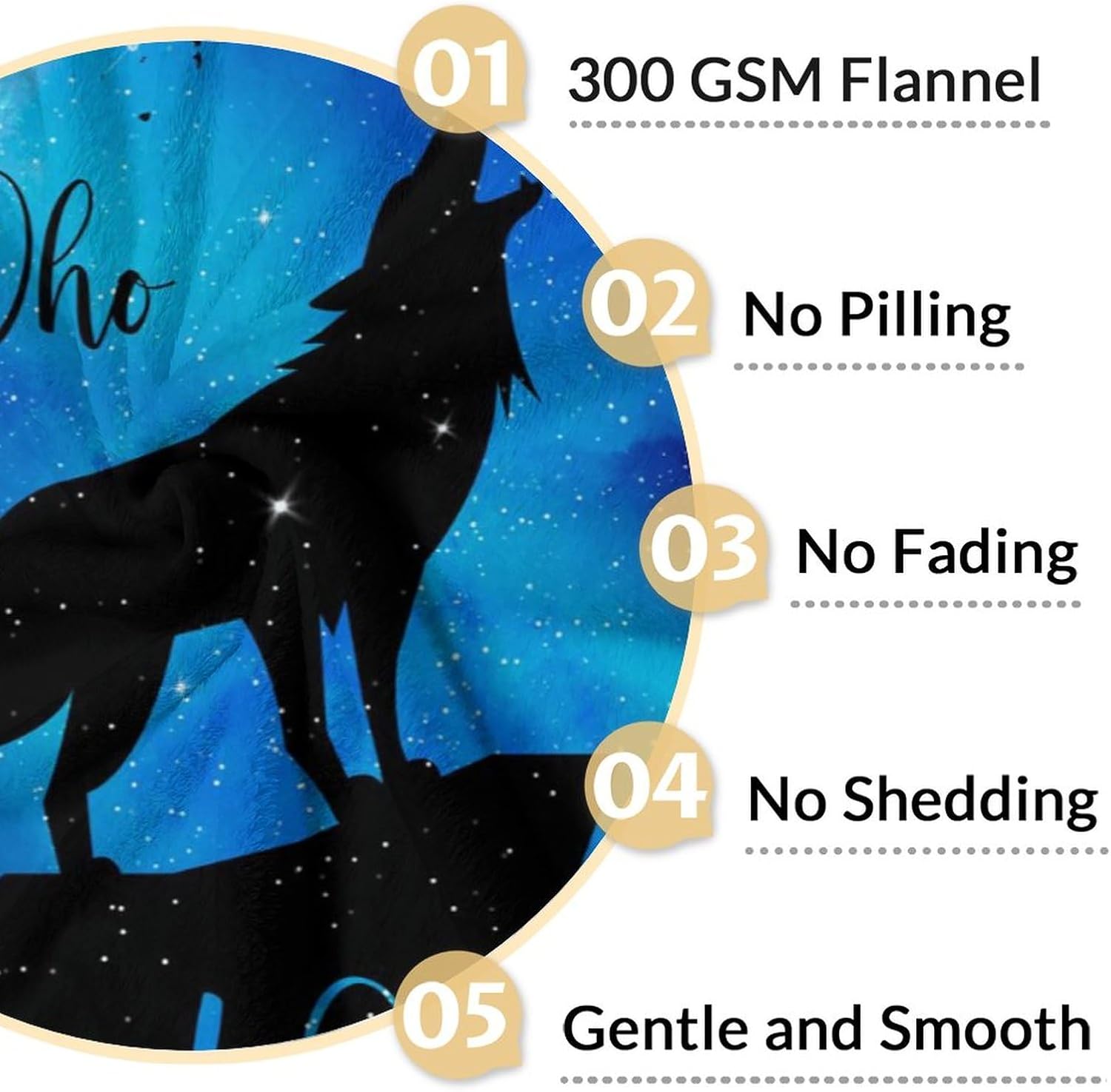 Personalized Wolf Blanket Gifts with Name - 60"x80" Cute Throw Blanket for Girls - Black Soft Fuzzy Blankets for Bed, Couch & Living Room