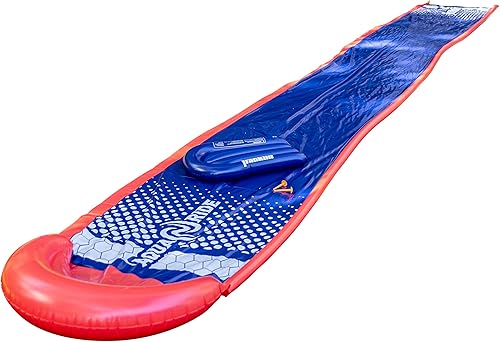Franklin Sports Aqua Ride Kids Backyard Waterslide - Aqua Ride - Alfombrilla deslizante de agua para césped de 25 pies + (1) tabla de surf inflable,