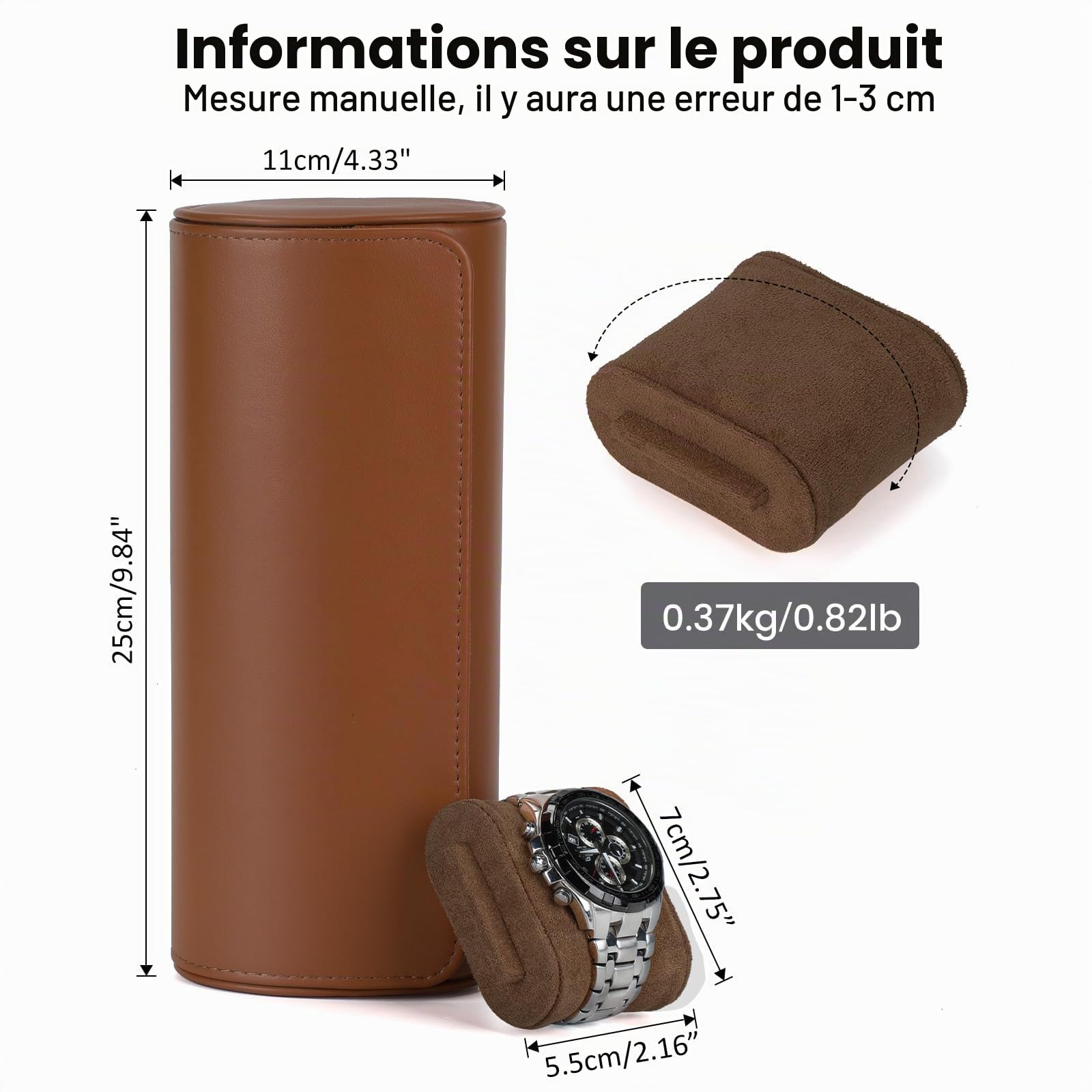 BAIGIO Coffret Montre Homme et Femme - Boîte de Rangement Montre Voyage (Marron foncé-3)