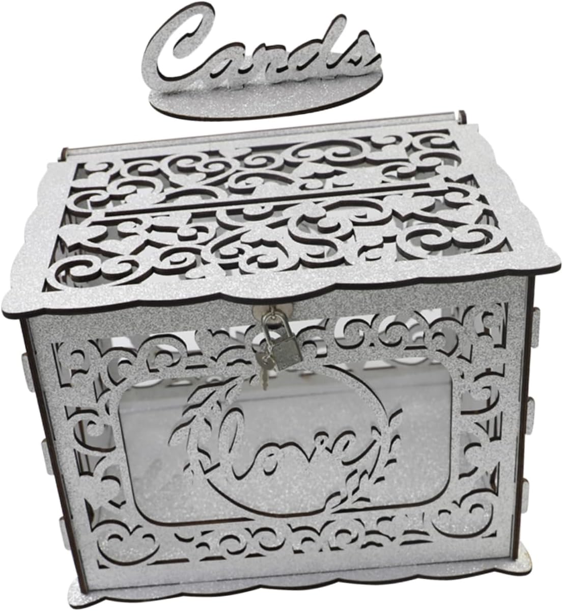 1set Wooden Card Box with Hollow Design for Weddings Anniversaries Birthdays Rustic Decorative Keepsake Holder for Cards Notes Wishes Elegant for Graduations Celebrations