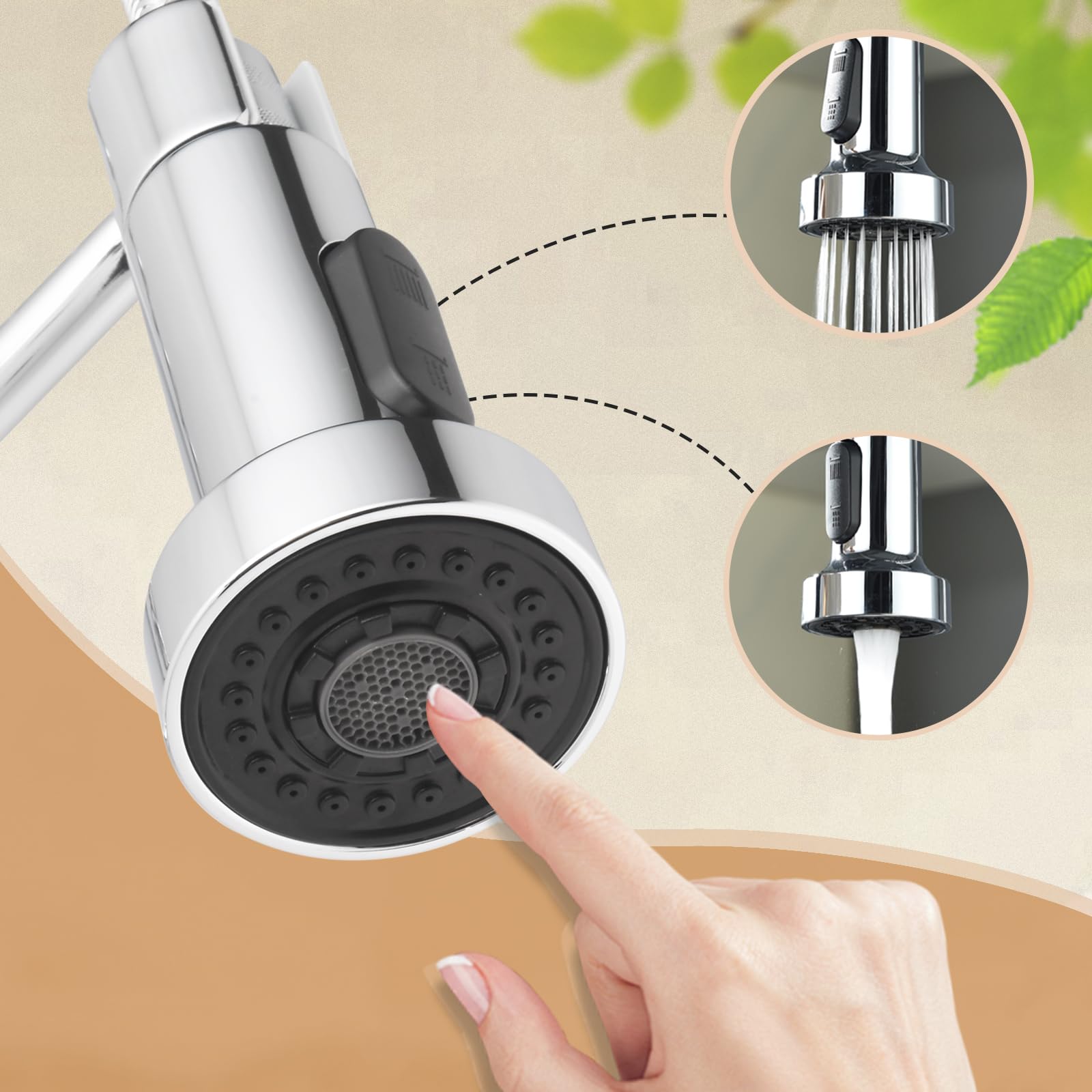 Wasserhahn Küche,Hochdruck Küchenarmatur mit Herunterziehen Brause Armatur, Mischbatterie Küchenarmaturen,Mischbatterie Küche Zwei Sprühfunktionen,Hoher Bogen Spültischarmatur 360° Drehung