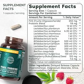 Primal Harvest Probiotics for Women and Men Shelf-Stable with Prebiotics Daily Supplement for Adults 60 Capsules (2 Pack)